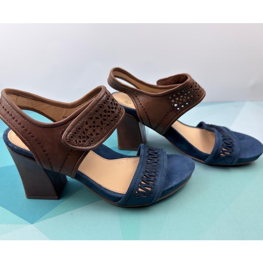 Earthies Asola Deep Blue Multi Women’s Sandals Size US 5B Block Heel Comfort